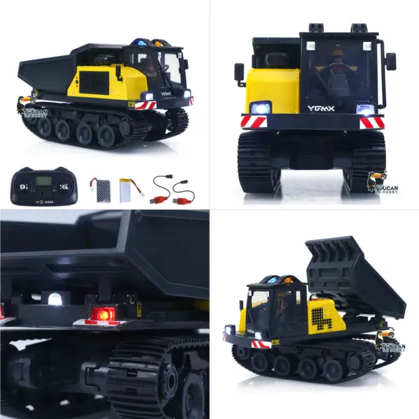 1/50 T14R Panther RTR Electric RC Crawler Dump Truck Construction Vehicle Tracked Tipper Finished Model Toys Lights Sounds Unit
