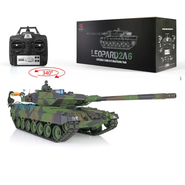2.4Ghz Henglong 1/16 Scale 7.0 Plastic Ver Leopard2A6 RTR RC Tank Model 3889 Infrared Fighting System BB Shooting Gearbox