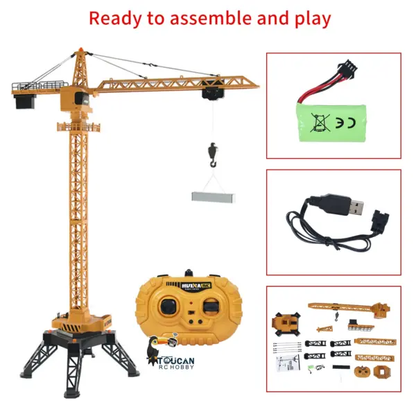 HUINA Toys Radio Lifting Tower Crane Model 1/14 Ready-To-Go 12CH 585 Gift 2.4G Remote Controller Battery Movable Crane Body Rotary