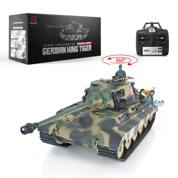 Henglong 1/16 Scale Remote Control Tank 3888A 7.0 Plastic German King Tiger w/ Barrel Recoil 360Degrees Rotating Turret Engine Sound