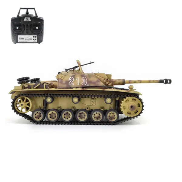 2.4G Henglong 1/16 7.0 Plastic German Stug III RTR RC Tank Model 3868 BB IR Steel Gearbox 1800MAH Battery Radio Sound Lights