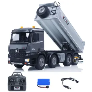 HUINA 1/14 Remote Control Dump Truck 12CH RC Tipper Finished Model Toy Gift RTR Light Sound Effects Radio USB Charging Cable