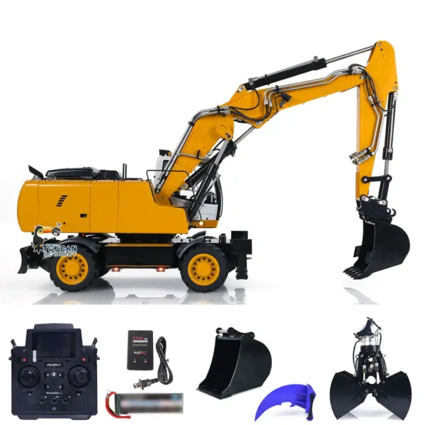 1/14 Wheeled RC Hydraulic Equipment Electric Excavator Simulation R946 PL18EV Radio Control Digger Grab Tiltable Clamshell Bucket