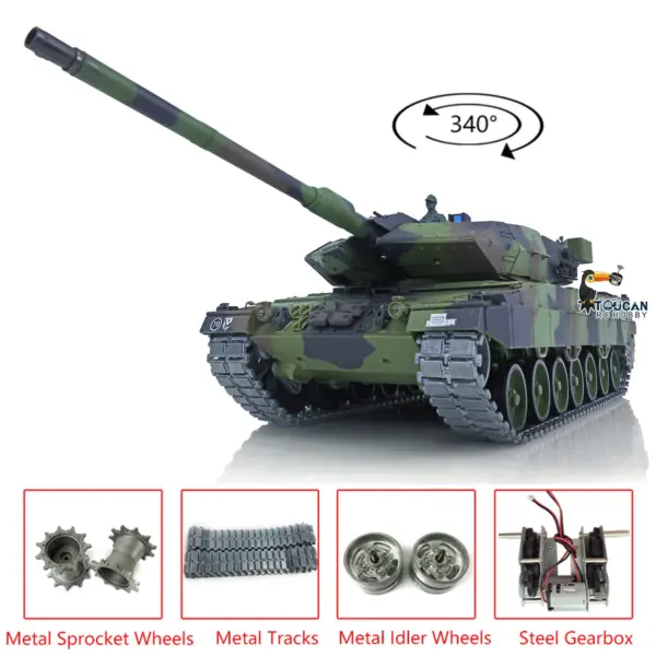 Heng Long Latest Edition 1/16 TK7.0 Upgraded Metal German Leopard2A6 RTR RC Tank 3889 Military Vehicle Shooting BBs Battery