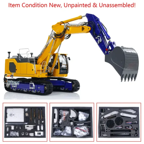 LESU 1/14 3-arm LR945 RC Hydraulic Excavator Remote Control Digger Heavy-duty Electric Hobby Model Kits Unpainted and Unassembled