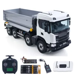 Double E 1/14 8X8 Remote Control Hydraulic Dump Truck 2Speed RC Model Tipper Metal Chassis Differential Lock FLYSKY ST8 Radio