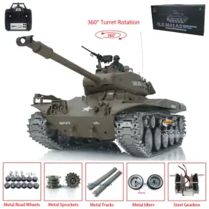 Henglong 1/16 7.0 Customized Walker Bulldog RTR RC Tank 3839 Remote Controlled Model Smoking 360 Degree Full Metal Road Wheels