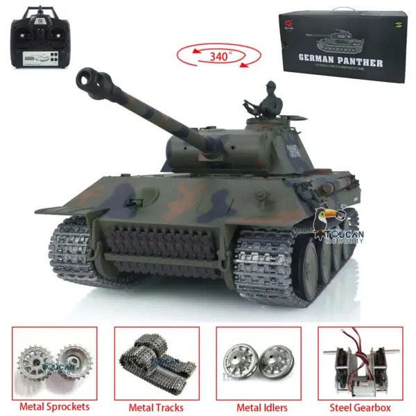 2.4G Henglong 1/16 7.0 3819 German Panther RTR RC Tank Radio Controlled Model W/ Sprocket Idler Wheels Infrared Receiver