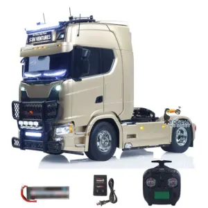 Plastic 1/14 RC Tractor Truck 56379 Remote Control Construction Vehicle Customized by Toucanhobby 4X2 Chassis 3Speed Gearbox Flowing Water Light Smoke Unit ST8 Radio RTR