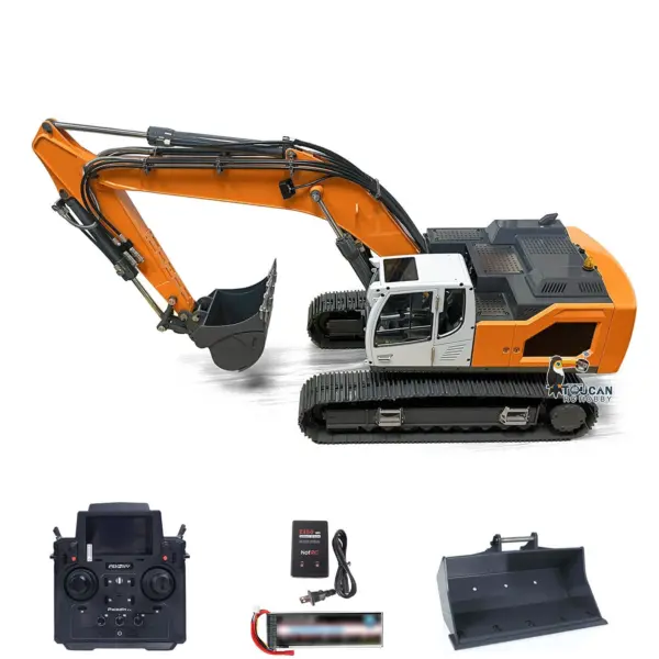 XDRC 1/14 Hydraulic RC Excavator 945 Painted Assembled Digger Upgraded 5CH Valve W/ PL18EV Radio Light Sound System