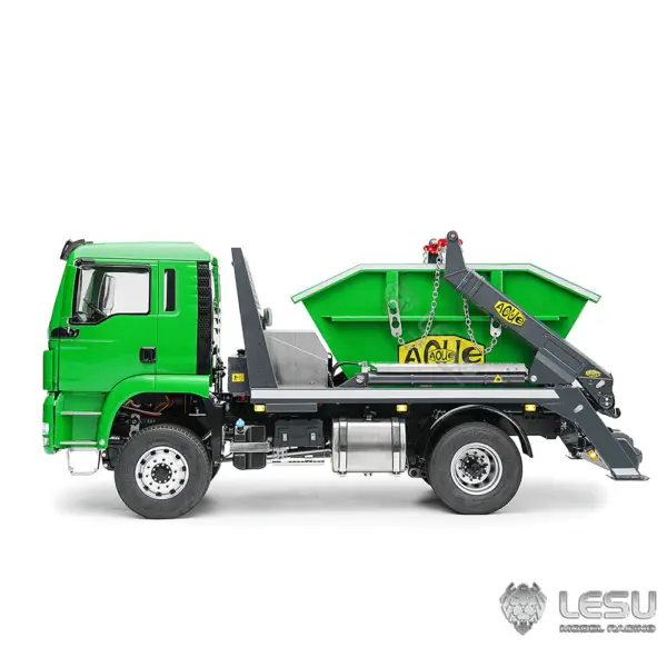 LESU Metal 1/14 RC Hydraulic Swing Arm Garbage Truck 4X4 Skip Loader RTR TGS Car Assembled Electric Wireless Control Model 3-Speed