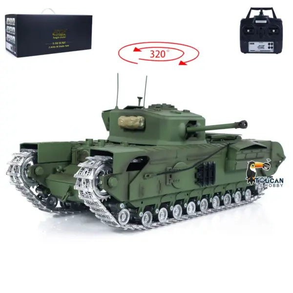 Tongde 1/16 Military RC Tank Churchill Mk.VII Metal Tracks Wheels Gearbox Infrared Battle Model Radio Control Armored Vehicles Battery