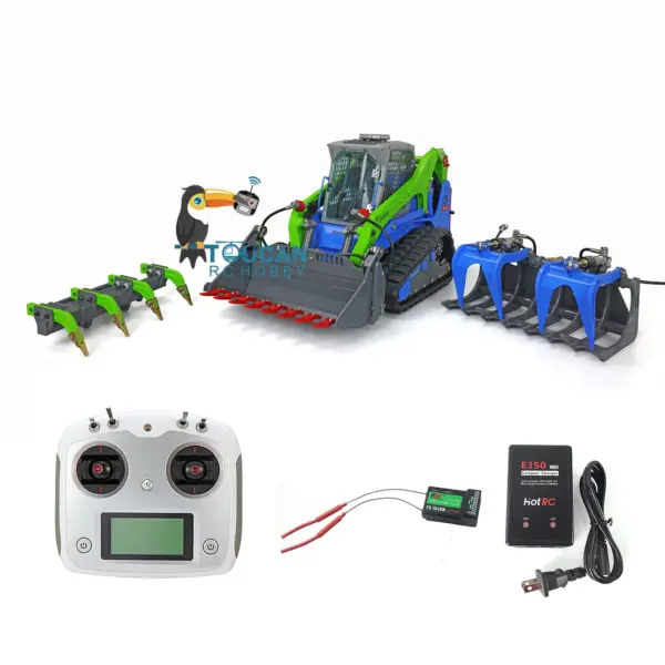 Customized LESU 1/14 Aoue LT5 Hydraulic Tracked Skid-Steer RC Loader Gripper Scarifier Assembled Painted Rotate Lamp Charger Batterey I6s