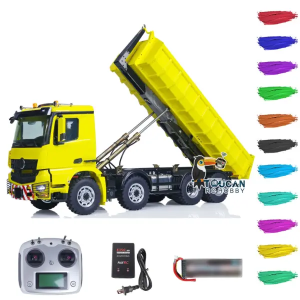 Customized LESU 1/14 8x8 Hydraulic Machine RC Dumper Truck Remote Control Full Dump Car Hobby Model Sound RTR Painted Assembled Toy