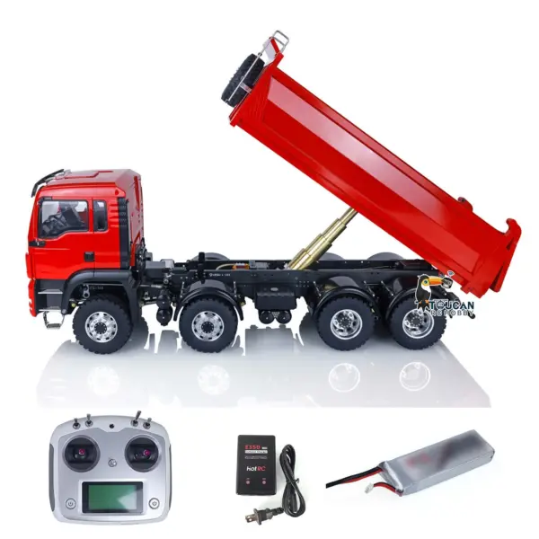 LESU 8x8 1/14 RC Hydraulic Lifting Dumper Truck Model Radio Control Painted Car 540 Power Motor 2-speed High Torque Transmission