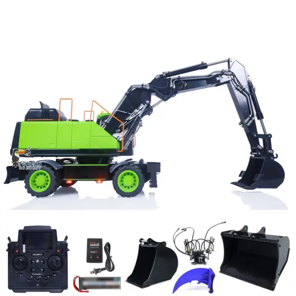 1/14 Metal EC380 MTModel RC Excavator Hydraulic Wheeled Radio Control Engineering Vehicle Grab Tiltable Clamshell Bucket