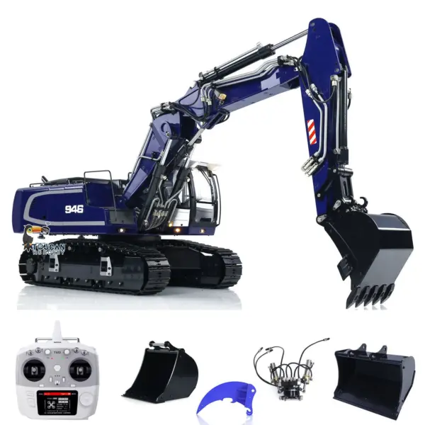 1/14 946 3-arm RC Hydraulic Equipment Remote Control Excavator Metal Digger Model Bucket Ripper Grab Tiltable Clamshell Bucket