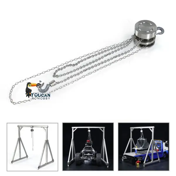 JDModel Metal Chain Block Hoist Gantry Crane for 1/14 RC Crane Remote Control Engineering Vehicles Model