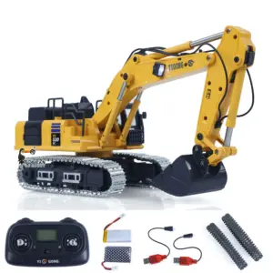 1/50 RC Digger PC520 Electric Lifting Radio Control Excavator Engineering Vehicle Metal Tracks Lights Sound Small Toy Collection