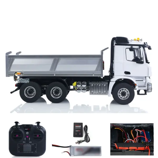 2Speed 3348 Metal Chassis 1/14 RTR RC Hydraulic Dumper Remote Control Tipper Model NO Lock Differential Axle Light Sound Battery
