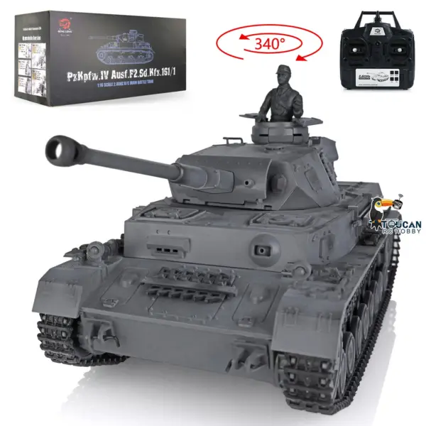 2.4G Henglong 1/16 Scale RC Tank 3859 Plastic German Panzer IV F2 RTR 7.0 Tank w/ Smoking Gearbox BB Shooting Road Wheels Tracks