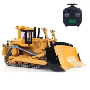 JDM-98 Ultra 1/14 Metal Hydraulic 4CH Valves Remote Control Bulldozer DXR2 Flysky ST8 Radio Sound System Light Pump ESC Motor