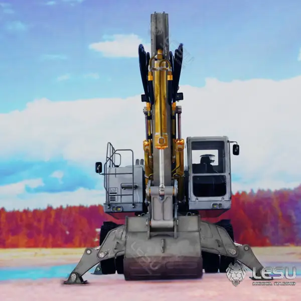 1/14 LESU RC Metal Hydraulic Aoue ET30H Wheeled Excavator Model Pump Cabin Sticker Display Grapple Ripper Bucket Scraper Compactor