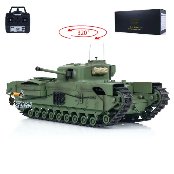 1/16 Tongde RC Battle Tank Churchill Mk.VII Remote Controlled Panzer Electric Infantry Fighting Vehicles Barrel Recoil System