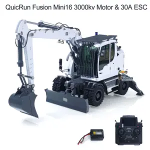 1:14 Metal RC Hydraulic Wheeled Excavator LR914 4*4 3-arms Digger Engineering Vehicle RTR Axle Lock Upgrade Brushless Motor 8-ways Valve PL18EV Lite Radio Controller Light Sound