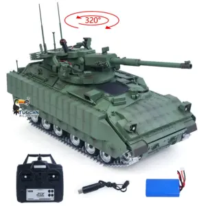 Tongde 1/16 Remote Control Tank Model M2128 Bradley Infrared System 320 Degree Rotation Turret Light Sounds Battery Ready to Run