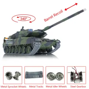 Henglong 1/16 TK7.0 Generation Upgraded Metal German Leopard2A6 RC Tank 3889 Barrel Recoil Ready to Run Simulation Light Sound