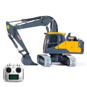 1/14 RC Hydraulic 3Arms Excavator Double E EC160 2.4G Remote Control Metal Diggers Construction Vehicle Lights Flysky I6S Radio