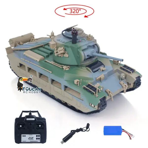 1/16 RC Tank Matilda III IV Tongde IR Turret Rotary 320 Degree Electric Remote Control Military Vehicle Metal Gearbox Road Wheel
