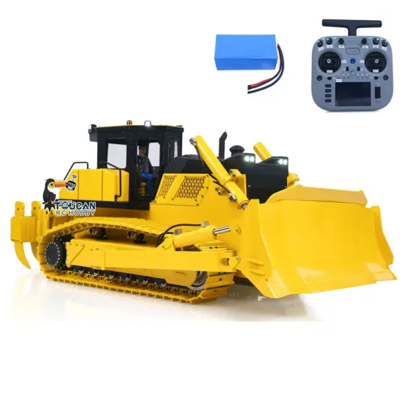 D155AX Metal 1/12 RC Hydraulic Bulldozer RTR Heavy Dozer Model 7 Way Valve 1.0L Oil Pump 5 Plows Radio Master TX15 Radio Battery