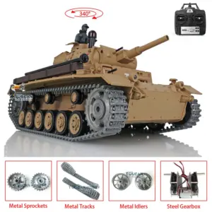 Henglong 1/16 Radio Control Tank Panzer III H 3849 Upgraded 7.0 RTR RC Tank w/ Metal Idler Sproket Wheels Tracks Steel Gearbox