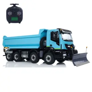 Metal 1/14 8x8 Hydraulic RC Dump Truck Remote Control Tipper Cars Assembled and Painted Snow Blade 2-speed Transmission