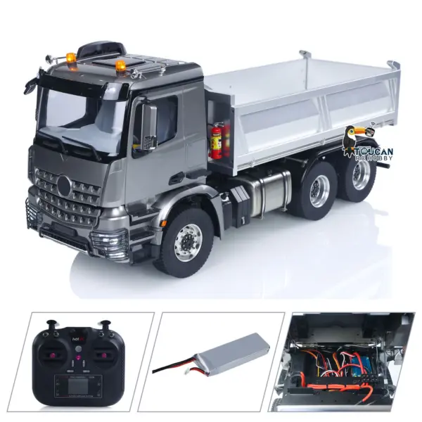 2Speed 3348 Metal Chassis 1/14 RTR RC Hydraulic Dumper Remote Control Tipper Model NO Lock Differential Axle Light Sound Battery