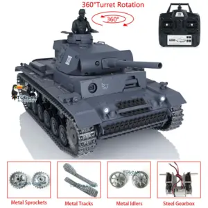 Henglong 1/16 Upgraded German Tank 3848 RC Tank Panzer III L 7.0 w/ 360Degrees Rotating Turret 2 Sounds for Radio Control Tank for