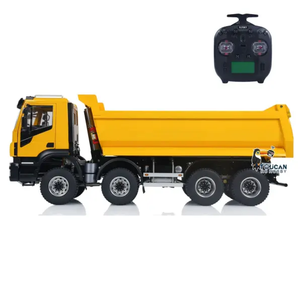 1/14 8x8 Hydraulic RC Dump Truck Metal Remote Control Tipper Car Assembled and Painted Sound Light 67x18.5x25cm