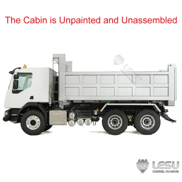 1/14 LESU 6x6 RC Hydraulic Metal Dumper Tipper Sound Light System Chassis Bucket Unpainted Unassembled Cabin Body VM Truck