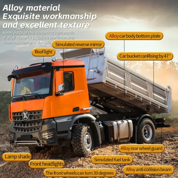 1/14 Kabolite 5701 RC Dump Truck 4x4 Remote Control Dumper Car Sound Light Simulation Vehicle Hobby Model