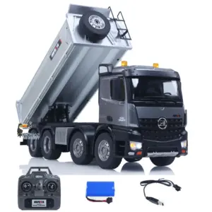HUINA 1/14 Remote Control Dump Truck 12CH RC Tipper Finished Model Toy Gift RTR Light Sound Effects Radio USB Charging Cable