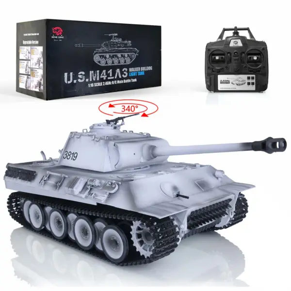 Henglong 1/16 7.0 Upgraded RC Tank German Panther RTR Remote Control Tank 3819 w/ Metal Idler Sproket Wheels Tracks Steel Gearbox