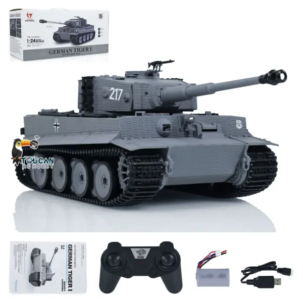 Taigen 1/24 217 007 RC Battle Tank Tiger I Remote Control Military Tanks Armored Panzer Infrared Combat USB Assembled Painted