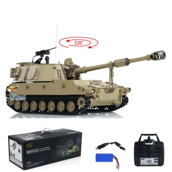 Tongde 1/16 Scale M109A2 RC Military Tank Self-propelled Howitzer Metal Wheels Optinal Ver BB Shooting Barrel Recoil Assembled