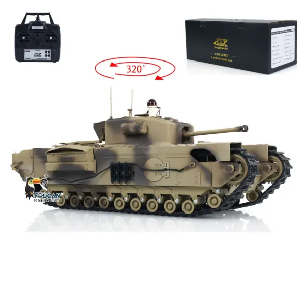 1/16 Military RC Battle Tank Churchill Mk.VII Metal Tracks Tongde Electric Tanks Painted Assembled Barrel Recoil Smoke Unit