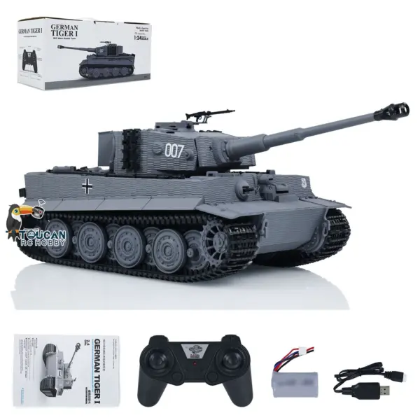 Taigen 1/24 217 007 RC Battle Tank Tiger I Remote Control Military Tanks Armored Panzer Infrared Combat USB Assembled Painted