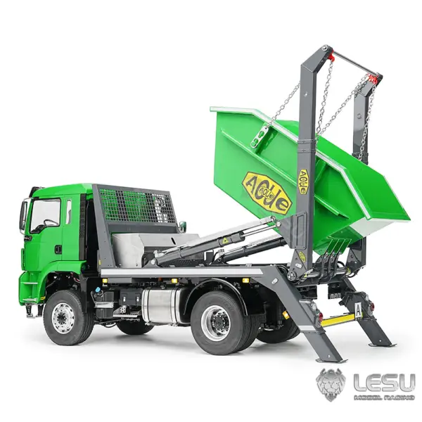 LESU Metal 1/14 RC Hydraulic Swing Arm Garbage Truck 4X4 Skip Loader RTR TGS Car Assembled Electric Wireless Control Model 3-Speed