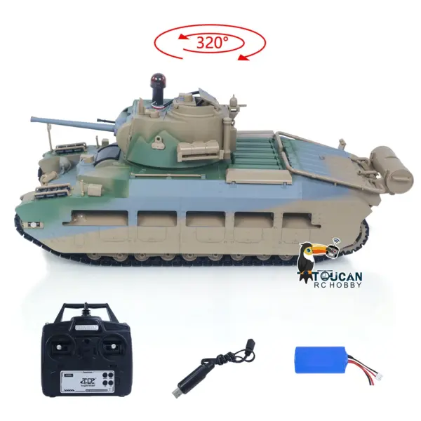 1/16 RC Tank Matilda III IV Tongde IR Turret Rotary 320 Degree Electric Remote Control Military Vehicle Metal Gearbox Road Wheel