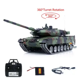 1/16 Remote Control Tank Model 3889 Leopard 2 A6 7.0 Mainboard Full Metal Chassis Gearbox IR Barrel Recoil Elevation 550 Motor